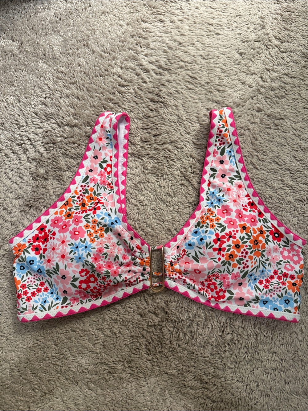 Floral Bikini Top in Pink Multi NWOT